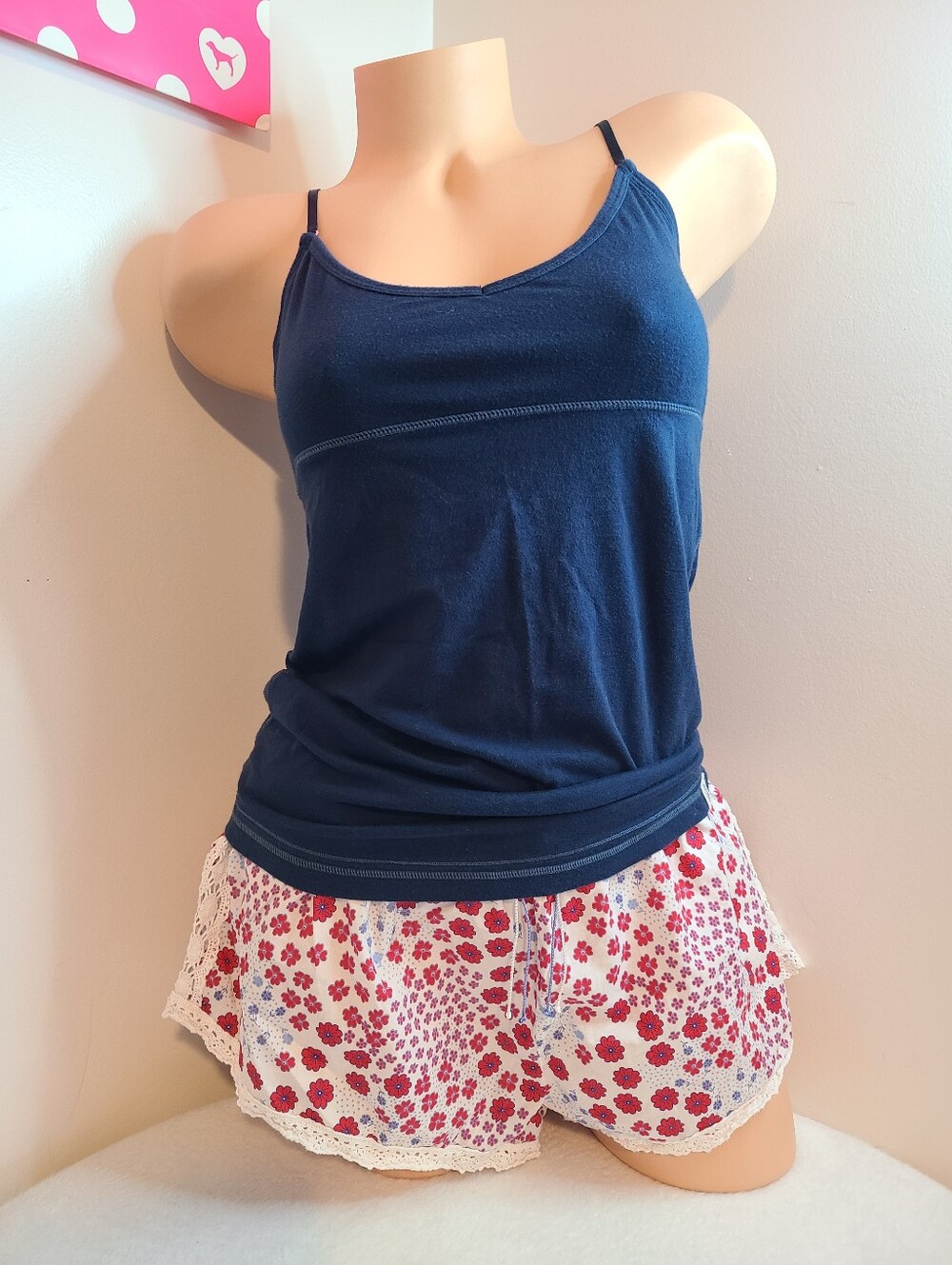 VTG Victoria's Secret PINK Cami & Shorts Sleep Set Size Lg